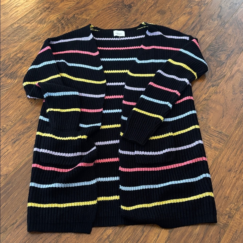 Cable Knit Cardigan - pastel striped size Large
